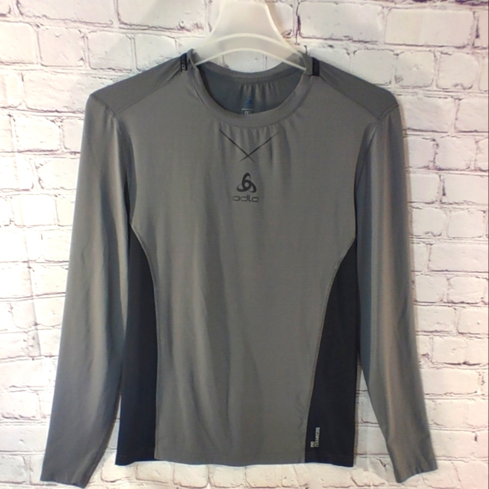 Odlo Mens Performance Longsleeve Running XL Shirt Grey Black Ceramicool